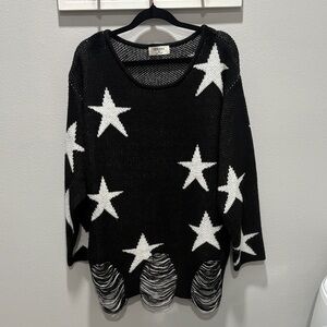 Black Sweater with White Star Design